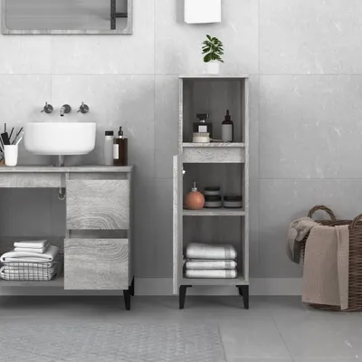 Produktbild von Cloris DesignMöbel Spiegelschränke - Grau Badschrank Grau Sonoma 30x30x100cm Holzwerkstoff Schlichtes2000698