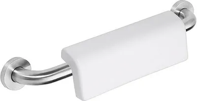 Produktbild von BELP Griff mit Rückenlehne Edelstahl gebürstet Kunststoff mit Abdeckung 580x124x155 mm, 120 kg Traglast für Bad & WC >> zum Bohren