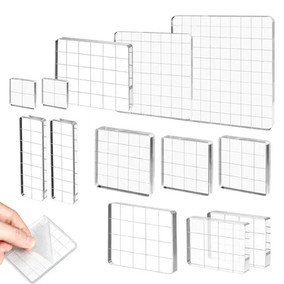 Zdjęcie produktu dla Omgoods - Zestaw 13 bloków do stemplowania z akrylu, idealny do scrapbookingu i rękodzieła