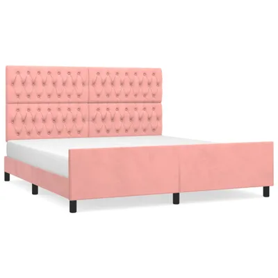 Produktbild von Bettgestell mit Kopfteil Rosa 180x200 cm Samt
