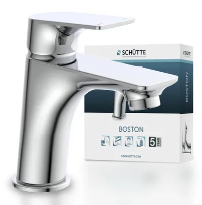 Produktbild von SCHÜTTE Waschtischarmatur BOSTON, Wasserhahn Bad mit Pop Up Ablaufgarnitur Waschbecken, Mischbatterie Waschbecken