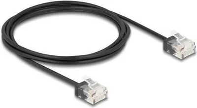Produktbild von Delock RJ45 Netzwerkkabel Cat.6 UTP Ultra Slim 2 m schwarz mit kurzen Steckern