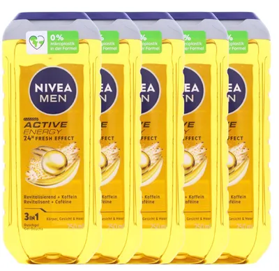 Produktbild von 5 x NIVEA MEN Active Energy Duschgel je 250ml 3in1 24h Frischeeffekt