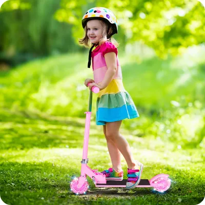 Produktbild von MalPlay Kinderroller Cityroller Scooter Klappbar mit leuchträder Roller LED Rosa ab 3 Jahren