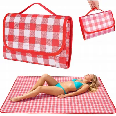 Produktbild von Picknickmatte 200x200 Stranddecke wasserdicht faltbar XXL groß Biwaksack