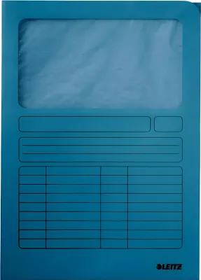 Zdjęcie produktu dla Mapa odkládací A4 Leitz, s okénkem, karton Manilla, 160 g/m2, světle modrá