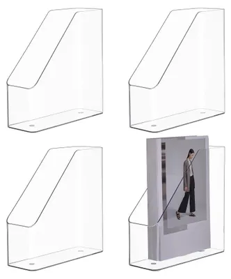 Image de Solidchoice - Ensemble de 4 supports en acrylique pour magazines, idéal pour le bureau