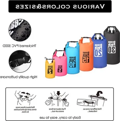 Wasserdichter Dry Bag für Schwimmen und Outdoor-Aktivitäten, erhältlich in 2 bis 30L mit verstellbarem Schultergurt und