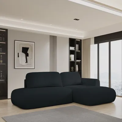 Produktbild von Masseno Ecksofa NUVIRA R-S mit Schlaffunktion L-Form, Sofa mit Bettkasten, Wohnzimmersofa, Couch, Soffa, Bettsofa, Couchgarnitur- Schwarz, QUELLE 100