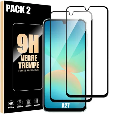 Image de 2 Verre Trempé Intégral pour Samsung Galaxy A27 5G - Vitre Protection Antichoc avec Bord Noir