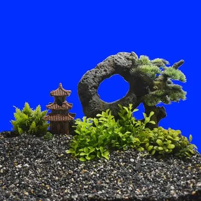 Asiatisches Tempelornament für Aquarien - 10 x 9 x 14,5 cm