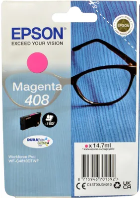 Produktbild von Epson Singlepack Magenta 408 DURABrite Ultra Ink, Standardertrag, Magenta, Tinte auf Pigmentbasis, 14,7 ml, 1 Stück(e), Einzelpackung