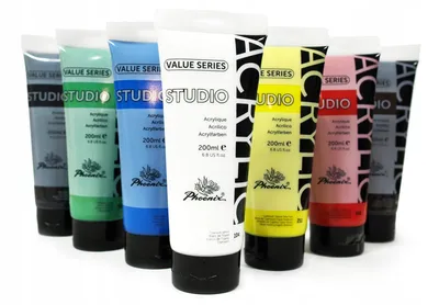 Produktbild von Phoenix Acrylfarben Set 7 Grundfarben 200ml Künstlerqualität