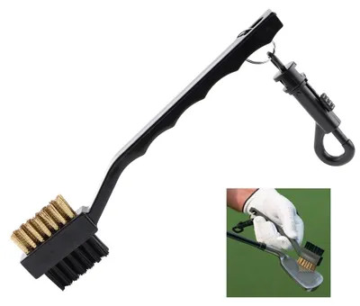 Produktbild von Golfballreiniger, schwarzer Doppelkopf-Schlägerreiniger zur Rillenreinigung