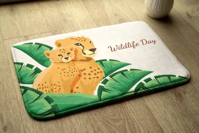 Produktbild von Badteppich Saugfähige - Badezimmer Teppich - Rutschfester Badvorleger Badematte - 75x45 cm - Afrikanischer Gepard