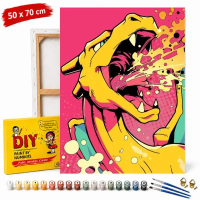 Obrázok produktu pre Obraz na maľovanie podľa čísel s rámom Pokemon Charizard 50x70 cm