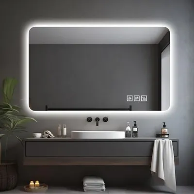 Immagine prodotto di Specchio da bagno LED 60*100 cm, resistente alla corrosione, dimmerabile in tre colori, retroilluminato con funzione antiappannamento one-touch.