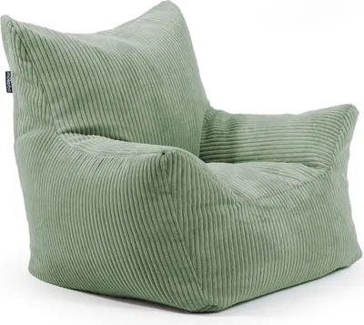Produktbild von mokebo Kindersessel aus Cord 'Der Pausenheld', Sitzsack Kinder mit Füllung, auch als Lesesessel oder Sitzkissen fürs Kinderzimmer, Kindersitzsack oder Sessel für Kinder aus Cordstoff in Salbeigrün