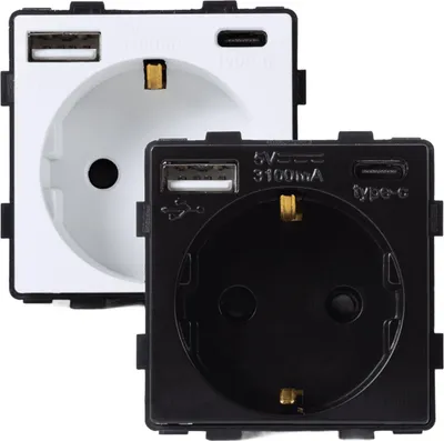 Produktbild von Schuko-Anschluss mit USB Typ-F Modern Schwarz