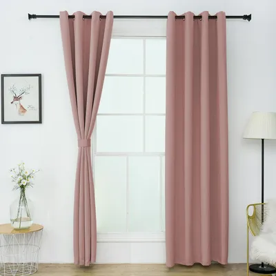 Produktbild von Grandekor Gardinen mit Ösen Vorhänge, 2-Set 183x117cm (H x B), Verdunkelungsgardinen Hellpink vorhange Wohnzimmer