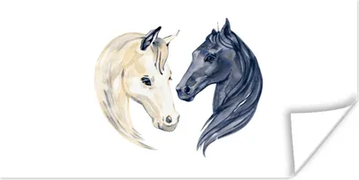 Produktbild von MuchoWow® Poster Pferde - Aquarell - Blau 40x20 cm - Poster für die Wand - Poster Schlafzimmer