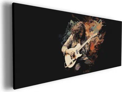 Produktbild von Wallario Premium Leinwandbild Gitarrensolo in Größe 80 x 200 cm