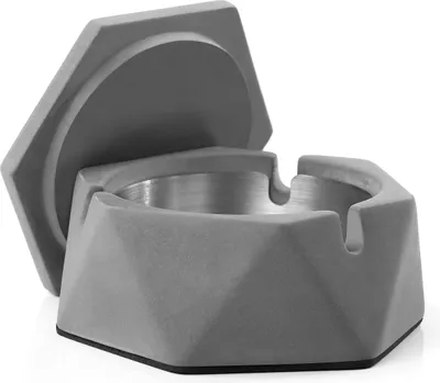 Produktbild von Hanamura Aschenbecher – Für Draussen – Winddichter Aschenbecher mit Deckel – Spülmaschinenfest – Rutschfest und kratzfest – Zement