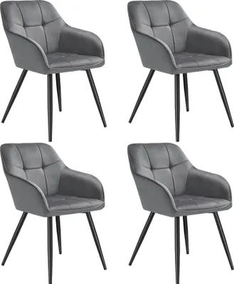 Produktbild von tectake® Esszimmerstuhl Marilyn gepolstert, in Samtoptik, gesteppt 58 x 62 x 82 cm