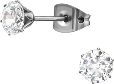 Produktbild von Titan Ohrringe Ohrstecker mit Zirkonia in verschiedenen Farben Größe - 4 mm Farbe - Transparent
