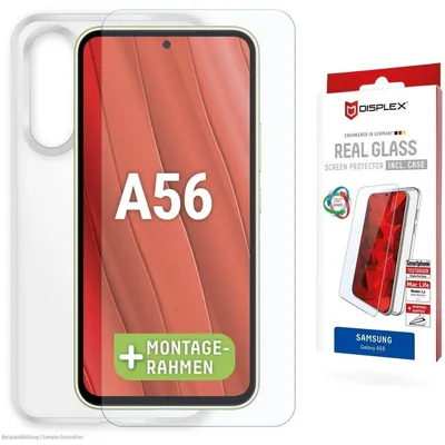 Produktbild von Displex Panzerglas + Schutzhülle für Samsung Galaxy A56, Eco-Montagerahmen, kratzer-resistent, Samsung, Galaxy A56, Trockene Anwendung, Schlagfest, Kratzresistent, Staubresistent, Transparent, 1 Stück(e)