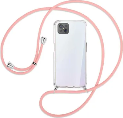 Produktbild von Handykette Backcover-Schutzhülle mit Band (Metall silberfarben) für Oppo A92S / Reno4 Z 5G - rosa