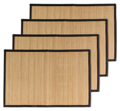 Bambus-Placemat, 4er-Set, 44,5 x 30,5 cm, braun mit schwarzem Rand