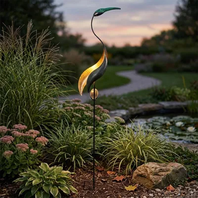 Produktbild von abc HOME | Gartenstecker Kranich | LED | Solarpanel | Lichtsensor | 114 cm H