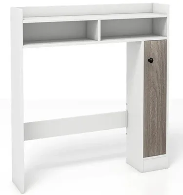 Image de Organisateur de rangement pour salle de bain à placer au-dessus des toilettes, avec étagères réglables, de couleur blanche