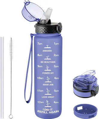 Produktbild von Famanu Wasserflasche große Kapazität - Motivationsstreifen