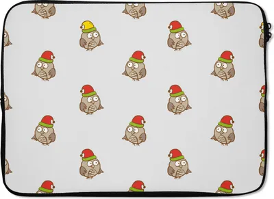 Produktbild von MuchoWow® Laptop Hülle 14 ZollEule - Weihnachtsmannmütze - Cartoon - Kind - Design Laptoptasche - Laptoptasche - Stoßsicher - Schutzhaube