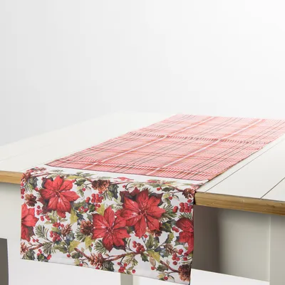 Produktbild von Tischläufer Weihnachten Bordüre rot beige 40x140cm