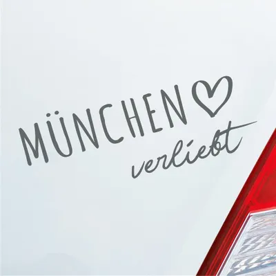 Produktbild von Auto Aufkleber München verliebt Herz Stadt Heimat Liebe Car 19x7 cm Grau Sticker Heckscheibenaufkleber