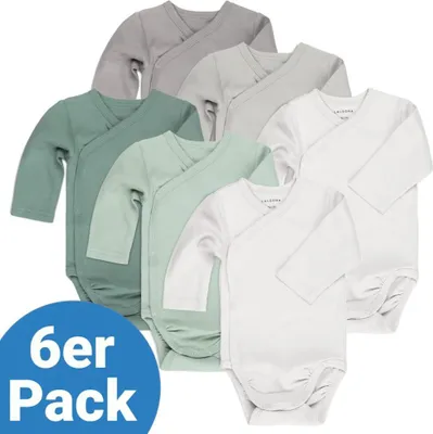 Produktbild von LaLoona Wickelbody Langarm 6er Pack - Salbei