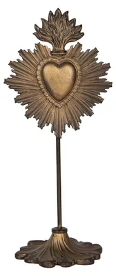 Produktbild von Clayre & Eef Dekorationsfigur 10x8x23 cm Goldfarbig Kunststoff Heiliges Herz