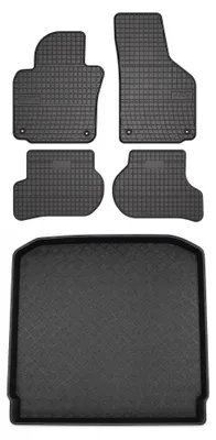 Zdjęcie produktu dla Dywaniki gumowe + mata bagażnika do Seat Toledo III 2004-2012 (sedan, dolny poziom podłogi) – czarne, dopasowane – Wielganizator SolidPRO