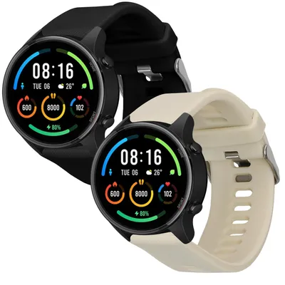 Produktbild von kwmobile 2x Uhrenarmband für Xiaomi Mi Watch / Mi Watch Color Sport Armband - Fitnesstracker Band Set aus TPU Silikon - Ersatzarmband Smartwatch -