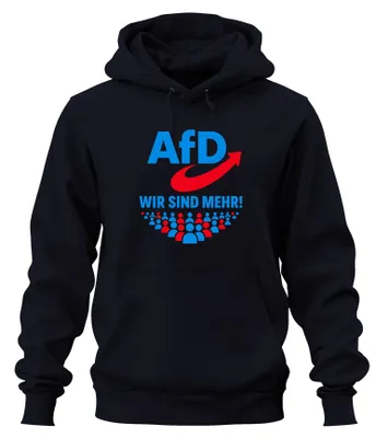 Immagine prodotto di AfD Wir Sind Mehr: Dichiarazione patriottica, con sarcasmo. Felpa con cappuccio, blu navy, taglia M
