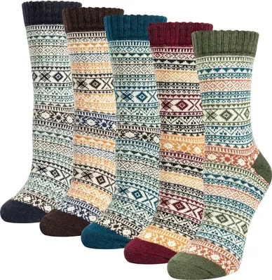 Produktbild von 5 Paar Wollsocken Uni – Warme, dicke Thermo-Wintersocken aus Strick für Outdoor & Arbeit, (Größe 36–41), A0509