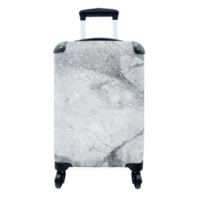 Produktbild von MuchoWow® Koffer Handgepäck Trolley Rollkoffer Kleine Reisekoffer mit 4 Rollen - Marmor - Glitter - Grau - Cabin Size < 55x40x23 cm & 55x40x20 cm - Fotokoffer - Kabinenkoffer - Boardgepäck - Reise-Box - Reisekoffer - Reisegepäck - Koffer mit Bild - Trolley für Kinder
