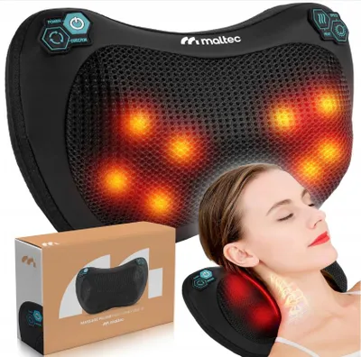 Produktbild von MalTec Shiatsu Massagekissen Rücken, Nacken, Körper wärmende Rückenmassagegerät Massageköpfen für Büro, Auto oder Zuhause