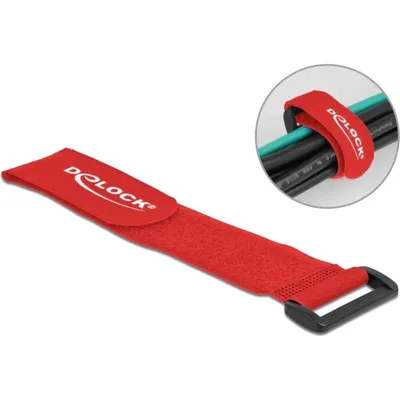 Produktbild von DeLOCK Klett-Kabelbinder mit Schlaufe L 280 x B 38 mm rot 3 Stück, Kabelbinder mit Klettverschluss, Rot, 280 mm, 38 mm, 3 Stück(e)