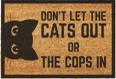 Produktbild von Giftstory Fußmatte Kokos CATS & COPS  -Geschenk -Fussmatten Haustür - Willkommen Doormat - Lustig Türmatte - Größe: 60x40 cm