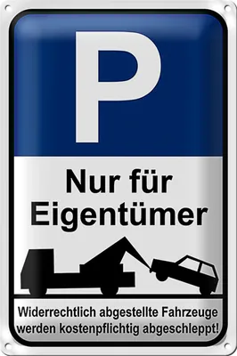 Produktbild von Blechschild Parken 20x30cm Parkplatzschild nur Eigentümer