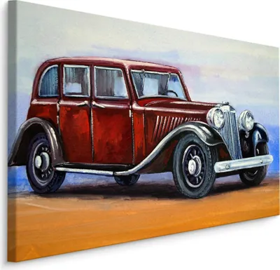 Produktbild von Fabelhafte Canvas LEINWAND BILDER 100x70 cm XXL Kunstdruck Auto Retro Weg Himmel